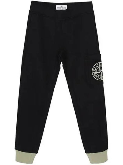 Kids Cotton Fleece Track Pants Black - STONE ISLAND - BALAAN 2