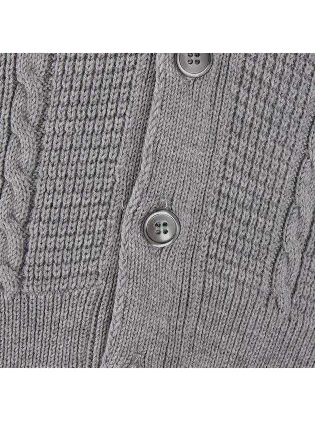 Cable Knitwear Virgin Wool Cardigan Grey - THOM BROWNE - BALAAN 5