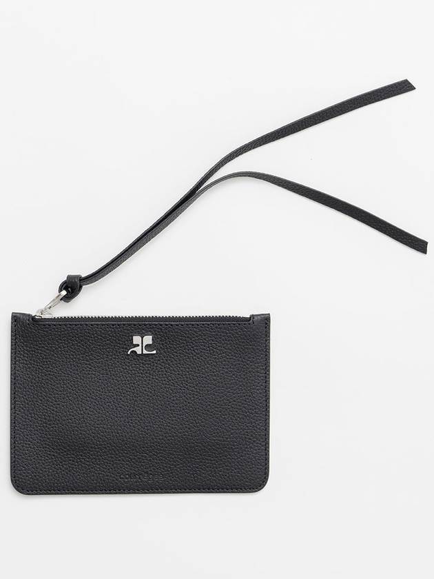 AC Logo Leather Coin Purse Black - COURREGES - BALAAN 2