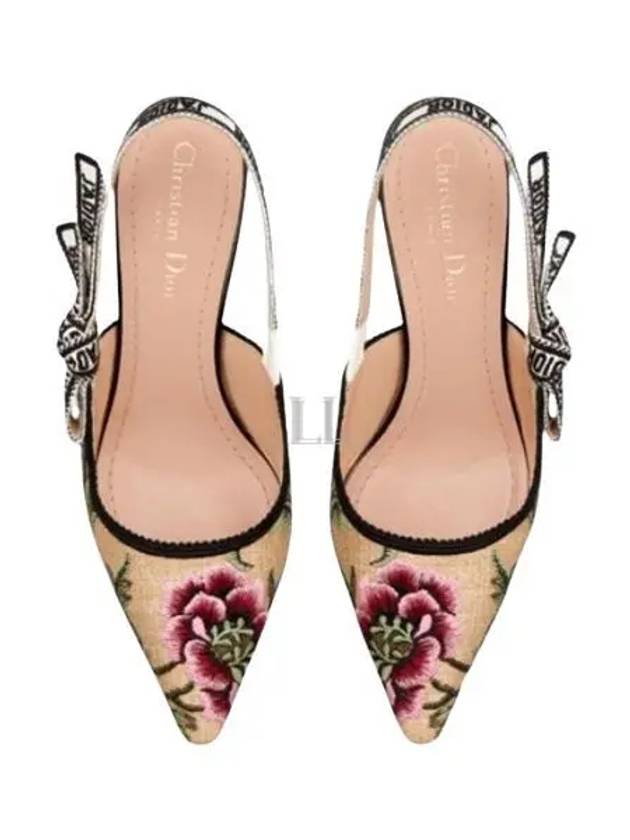 Flower Embroidery Slingback Heels Beige - DIOR - BALAAN 2