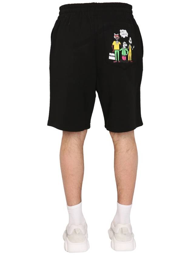 Comics Character Bermuda Shorts Black - MOSCHINO - BALAAN 5