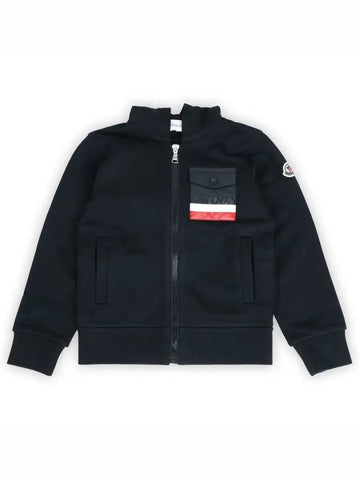 Kids Three Stripes Pocket Hooded Zip Up Jacket Navy 8G00031 899PS 778 8 10A - MONCLER - BALAAN 1