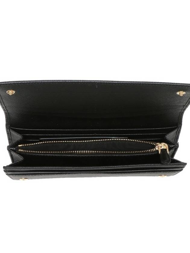 Saffiano Triangular Logo Flap Long Wallet Black - PRADA - BALAAN 4