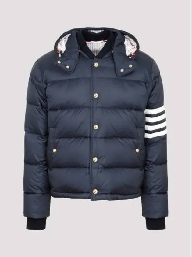 Downfilled Nylon 4-Bar Bomber Padding Navy - THOM BROWNE - BALAAN 2