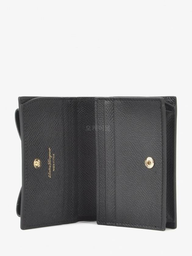 Vara Bow Gloss Flap Half Wallet Black - SALVATORE FERRAGAMO - BALAAN 4