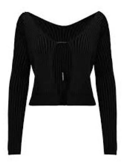 La Maille Pralu Longue Micro Charm Logo Cardigan Black - JACQUEMUS - BALAAN 2