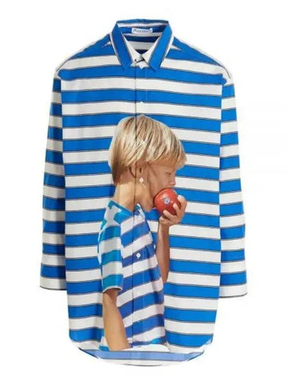 Striped Printing Oversized Long Sleeve Shirt Blue - JW ANDERSON - BALAAN 2