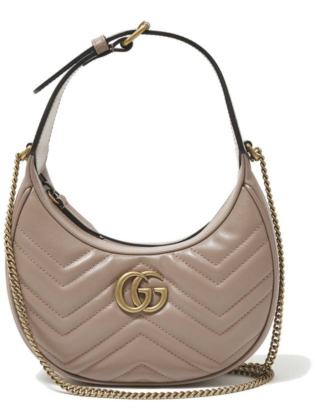 GG Marmont Half Moon Mini Bag Beige - GUCCI - BALAAN 4