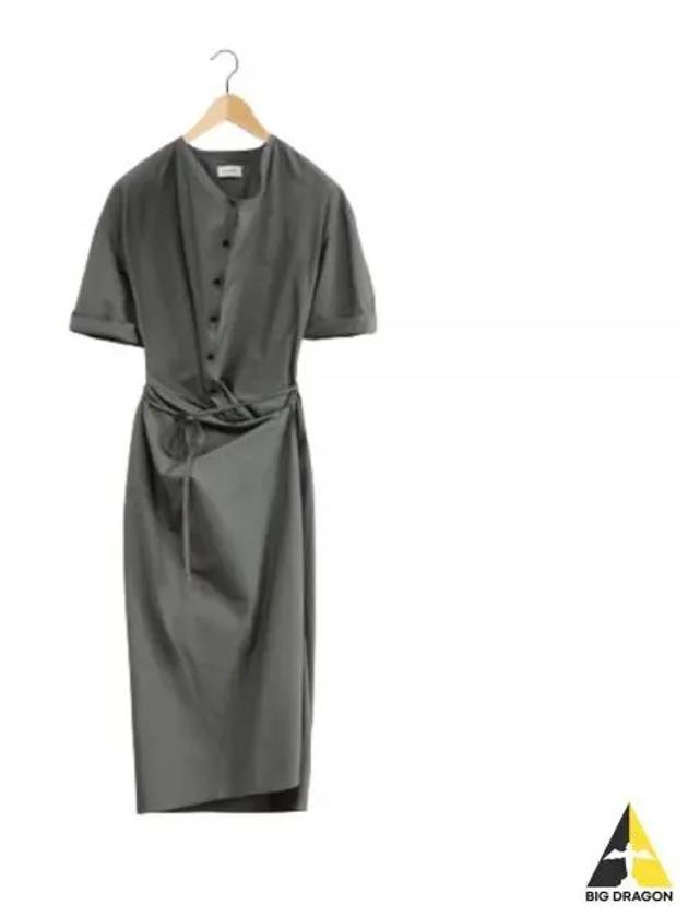 Short Sleeve Wrap Long Dress Asphalt - LEMAIRE - BALAAN 2