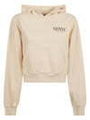 Women's SRWC Logo Cropped Hoodie Beige - SPORTY & RICH - BALAAN 3