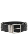 Men's Intrecciato Leather Belt Black - BOTTEGA VENETA - BALAAN 2