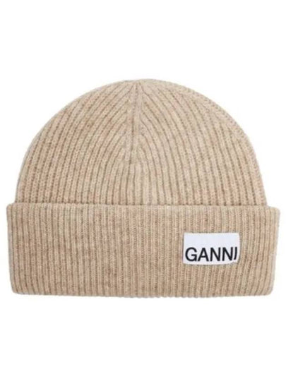 Women's Logo Wool Beanie Sand Beige - GANNI - BALAAN 2