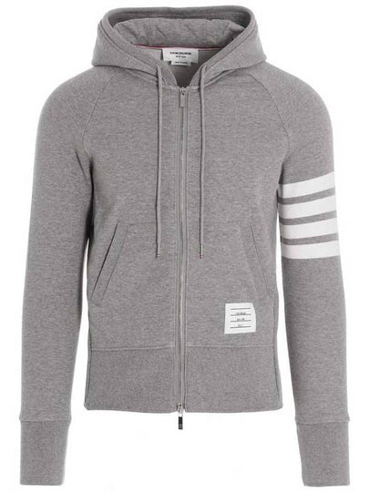 Engineered 4 Bar Diagonal Zip Up Hoodie Light Grey - THOM BROWNE - BALAAN 2