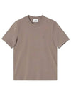 Small Heart Logo Short Sleeve T-Shirt Brown - AMI - BALAAN 4