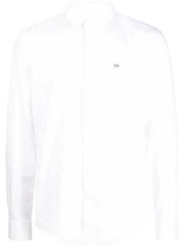 Logo Embroidered Stretch Cotton Shirt K10K110856YAF - CALVIN KLEIN - BALAAN 1