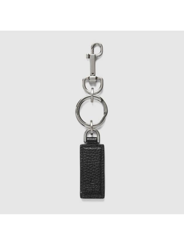 Logo Leather Keychain Black - GUCCI - BALAAN 3