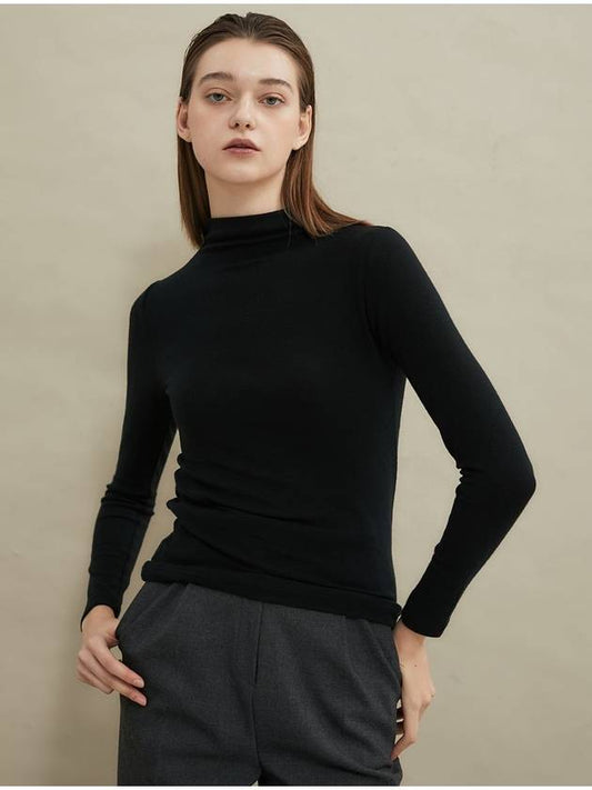 Wool Half Turtleneck Black - MANAVIS7 - BALAAN 2