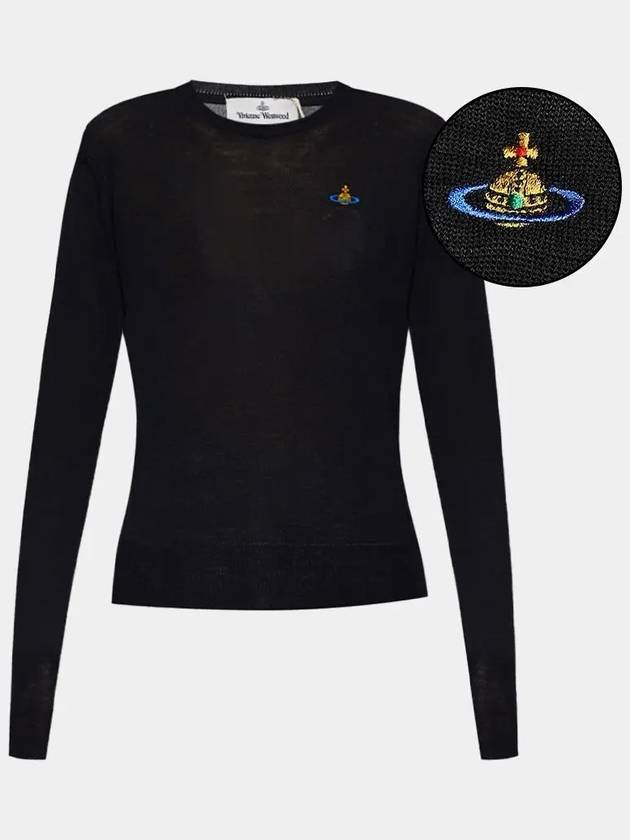 Women's Bea Jumper Embroidered Logo Knit Top Black - VIVIENNE WESTWOOD - BALAAN 2