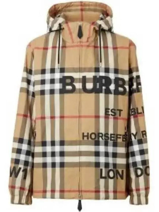 Men's Horseferry Print Check Hoodie Zip-up Beige - BURBERRY - BALAAN 2