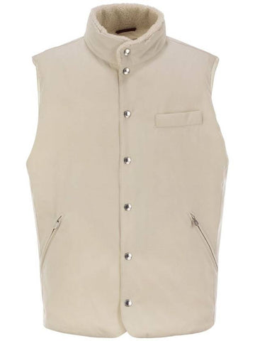 Sleeveless down jacket with sheepskin collar - BRUNELLO CUCINELLI - BALAAN 1