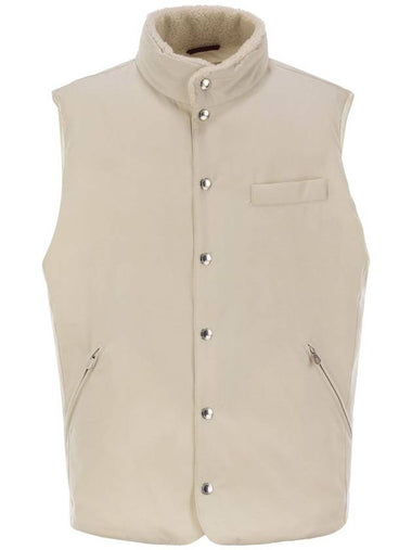 Sleeveless down jacket with sheepskin collar - BRUNELLO CUCINELLI - BALAAN 1