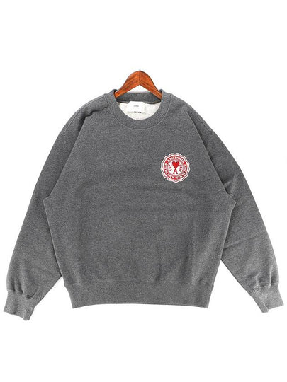 Heart Logo Patch Sweatshirt Grey - AMI - BALAAN 2