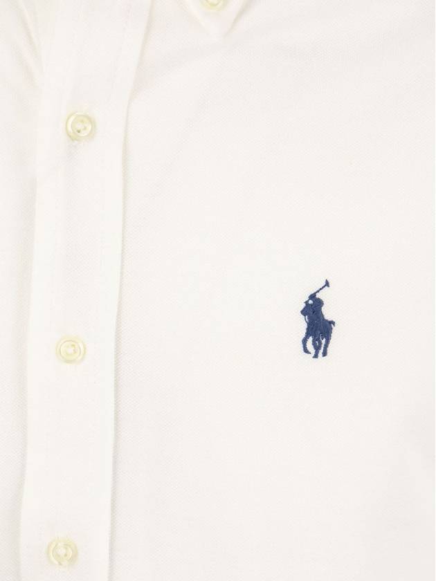 Men's Blue Embroidered Logo Long Sleeve Shirt White - POLO RALPH LAUREN - BALAAN 5