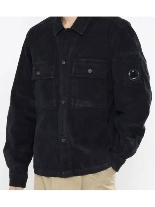 Corduroy Button Utility Shirt Jacket Black - CP COMPANY - BALAAN 2