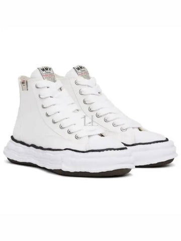 A01FW701 White Peterson OG Sole Canvas High Top Sneakers - MIHARA YASUHIRO - BALAAN 1