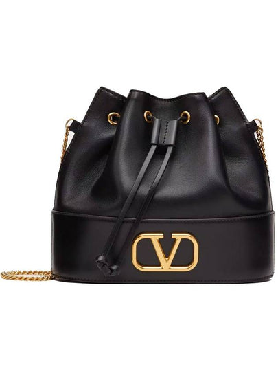 V Logo Chain Bucket Bag Black - VALENTINO - BALAAN 2