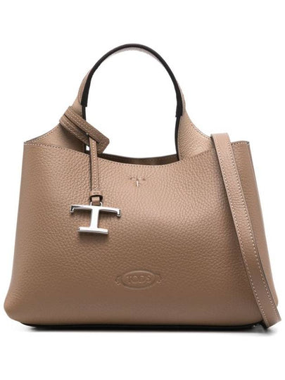 Logo Charm Leather Micro Tote Bag Brown - TOD'S - BALAAN 2