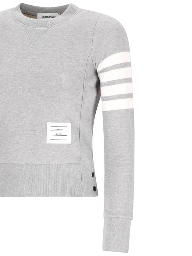 Engineered 4 Bar Stripe Loopback Jersey Knit Crewneck Sweatshirt Light Grey - THOM BROWNE - BALAAN 4