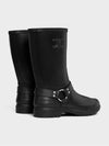 Mid Rain Boots In Rubber And Calfskin Black - CELINE - BALAAN 4