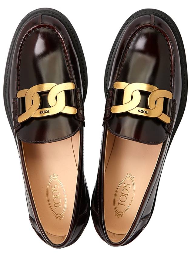 Brushed Leather Chain Loafers Brown - TOD'S - BALAAN 3