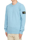 Logo Patch Crew Neck Wool Knit Top Blue - STONE ISLAND - BALAAN 3