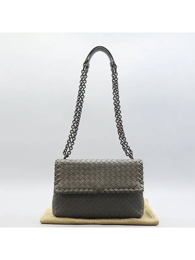 386498 Gray Intrecciato Nappa Olympia shoulder bag and cross - BOTTEGA VENETA - BALAAN 1