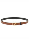 Reversible V Logo Signature Leather Belt Brown Black - VALENTINO - BALAAN 2