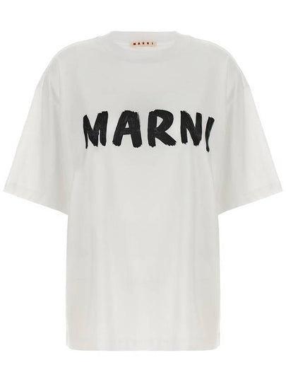 Logo Lettering Boxy Fit Short Sleeve T-Shirt White - MARNI - BALAAN 2