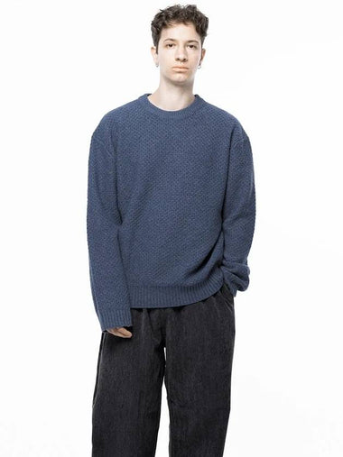 Men s M243TP05BL Hachi Oversized Round Knit Blue - CHANCE'S NOI - BALAAN 1