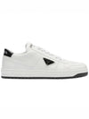 Downtown Perforated Leather Low Top Sneakers White - PRADA - BALAAN 3