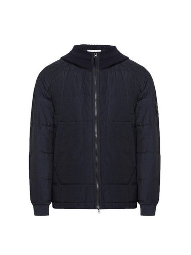 Wappen Patch Quilted Cupro Cotton Zip Up Hoodie Navy - STONE ISLAND - BALAAN 1