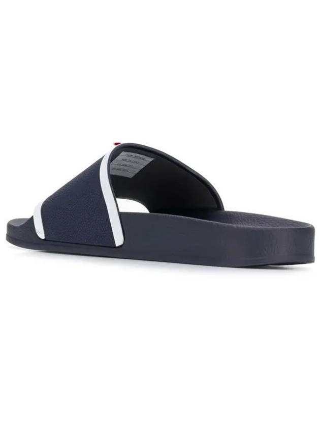 Rubber Full Slide Slippers Navy - THOM BROWNE - BALAAN.