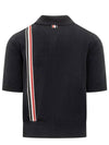 RWB Stripe Polo Shirt Blue - THOM BROWNE - BALAAN 3