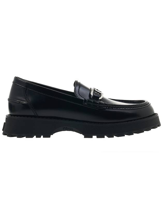 O'Lock Round Toe Calfskin Loafers Black - FENDI - BALAAN 3