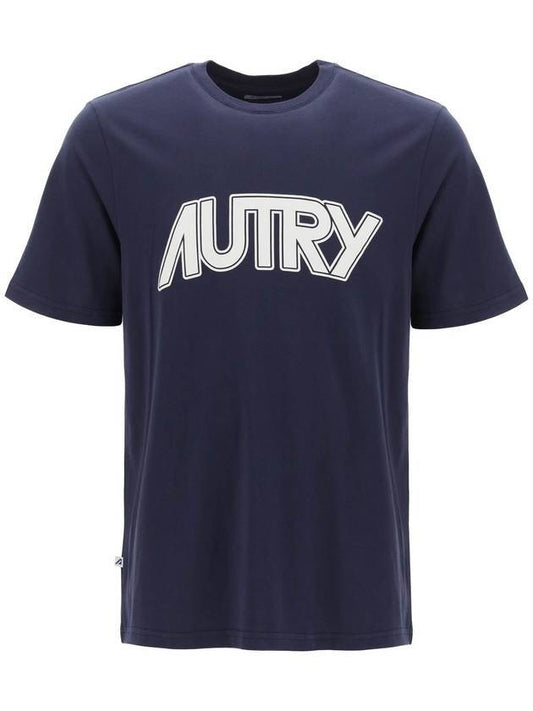 Big Logo Cotton Jersey Short Sleeve T Shirt Blue - AUTRY - BALAAN 1