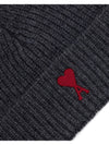 Heart Logo Wool Beanie Heather Grey - AMI - BALAAN 4