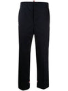 Men's Turn-up Twirled Straight Pants Black - THOM BROWNE - BALAAN.