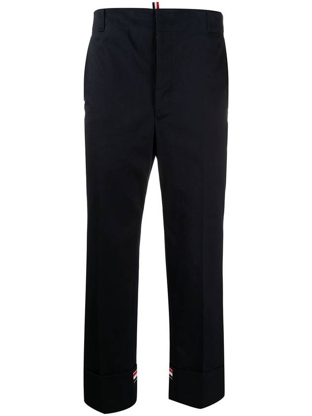 Men's Turn-up Twirled Straight Pants Black - THOM BROWNE - BALAAN.