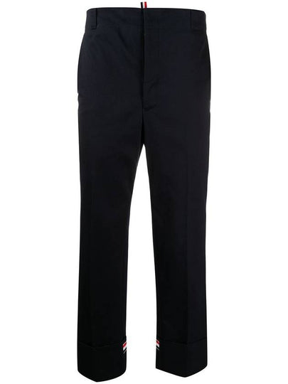 Men's Cotton Twill Straight Pants Navy - THOM BROWNE - BALAAN 2