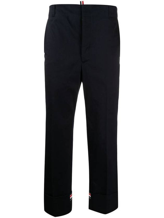 Men's Cotton Twill Straight Pants Navy - THOM BROWNE - BALAAN 2